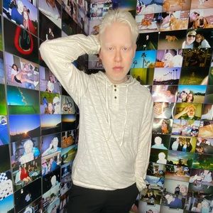 White & gray melange hoodie!!